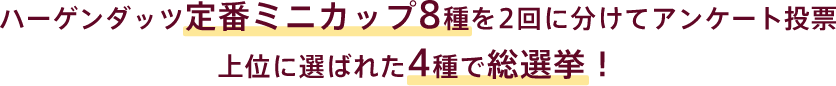 ハーゲンダッツ定番ミニカップ8種を2回に分けてアンケート投票 上位に選ばれた4種で総選挙！