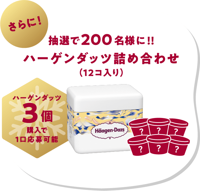 さらに！抽選で200名様に!!ハーゲンダッツ詰め合わせ(12コ入り)ハーゲンダッツ3個購入で1口応募可能