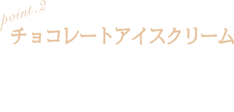 POINT2 チョコレートアイスクリーム 濃厚な味わいながらも優しい甘さ。ミルクのコクもしっかり感じられる上品な口どけのアイスクリーム。