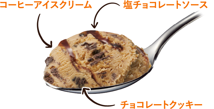 コーヒーアイスクリーム 塩チョコレートソース チョコレートクッキー