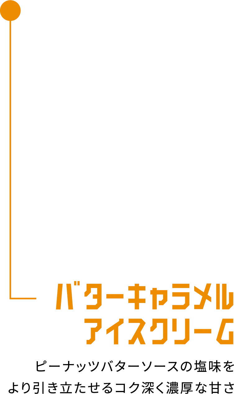 バターキャラメルアイスクリーム ピーナッツバターソースの塩味をより引き立たせるコク深く濃厚な甘さ