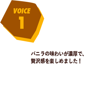 voice1 バニラの味わいが濃厚で、贅沢感を楽しめました！