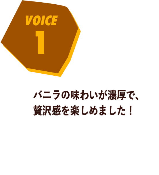 voice1 バニラの味わいが濃厚で、贅沢感を楽しめました！